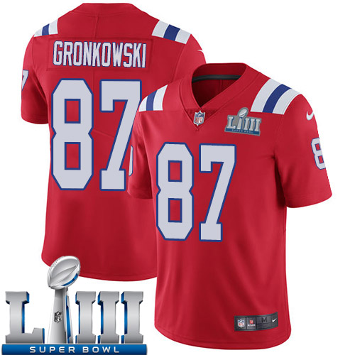 Men New England Patriots #87 Gronkowski red Nike Vapor Untouchable Limited 2019 Super Bowl LIII NFL Jerseys->new england patriots->NFL Jersey